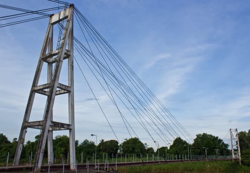 Suspension bridge across the river.