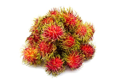 asian fruit rambutan on white ground