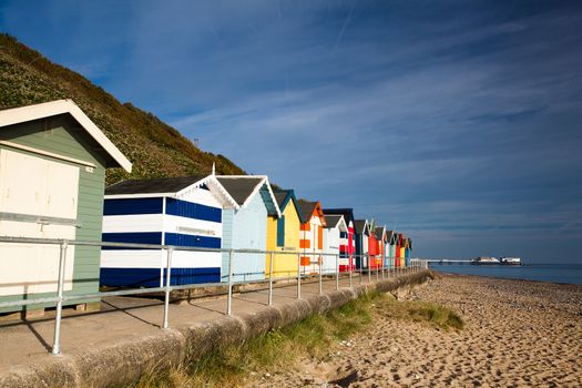 Colourful beach huts on the Cromer beach