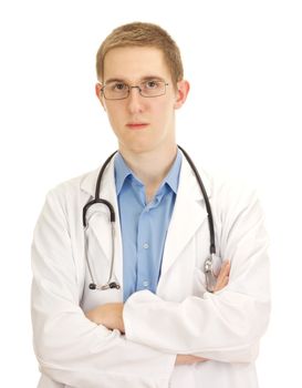 A young serious medical doctor