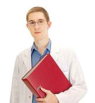 A young medical doctor with a ring binder