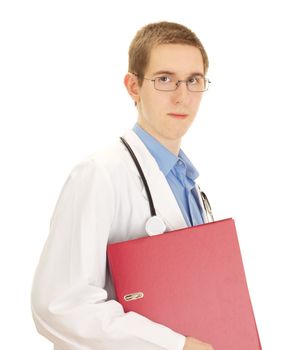 A young medical doctor with a ring binder
