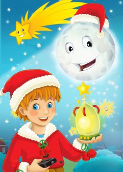 The beautiful occasional illustration with many different elements - important subject for the children - christmas