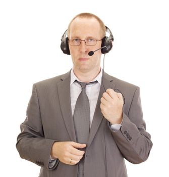 Business person with head set