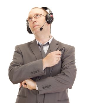 Business person with head set