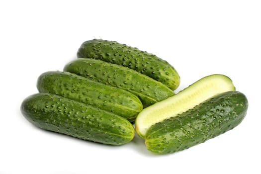 Bunch of cucumbers isolated on white background