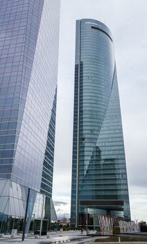 MADRID, SPAIN - MARCH 10 Cuatro Torres Business Area (CTBA), in Madrid, Spain, on March 10, 2013. View of Glass Tower and Space Tower skyscrapers
