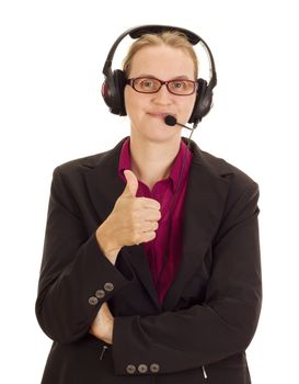 Business person with head set