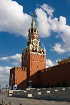 Famous Spasskaya tower with its ruby star, Moscow. Russia