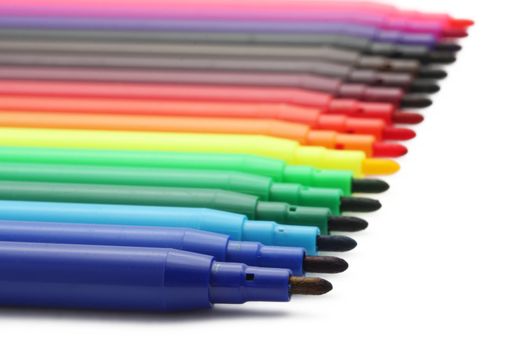 Soft-tip pens isolated on white background