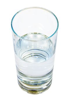Glass of clear water on white isolated background