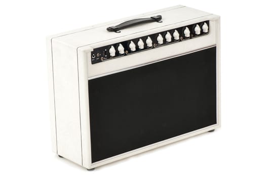 white guitar combo amplifier for the bass guitarist of popular musical group