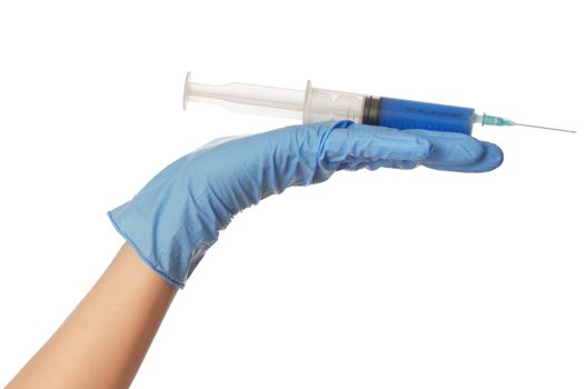 doctor holds in the hand syringe with a new antibiotic