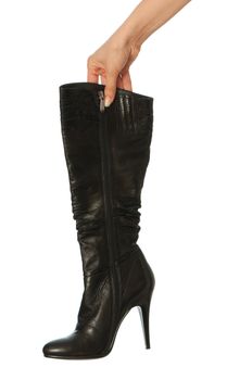 Black leather high heel stiletto fetish boots