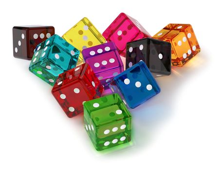 colored dices for game in the casino at this night