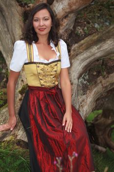 Asian woman in Bavarian festive costume