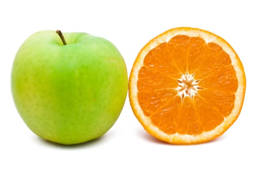 Green apple and orange