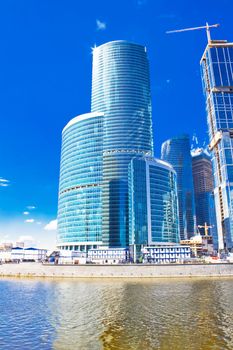 Modern international skyscrapers business center in Moscow city, Russia