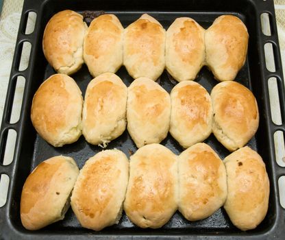 Freshly baked traditional Russian pirogi