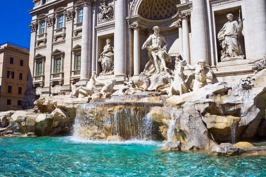 Famous Trevi Fountain in the center of Rome, Italy