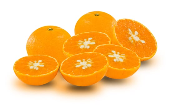 Fruits oranges , ripe fruits on white