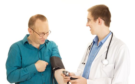 A young medical doctor examines a patient