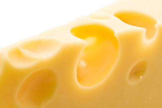 Holes in cheese, close up