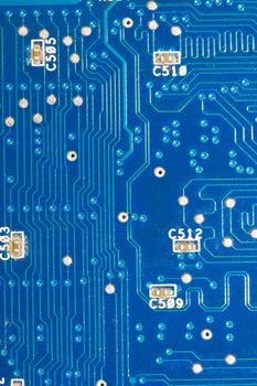 Computer motherboard circuits extreme close up shot