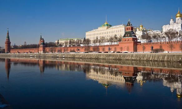 Famous Moscow Kremlin in winter, Russia