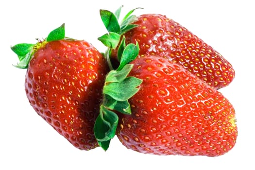 Fresh strawberries isolated on white background