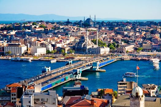 View from Galata tower to Golden Horn, Istanbul, Turkey