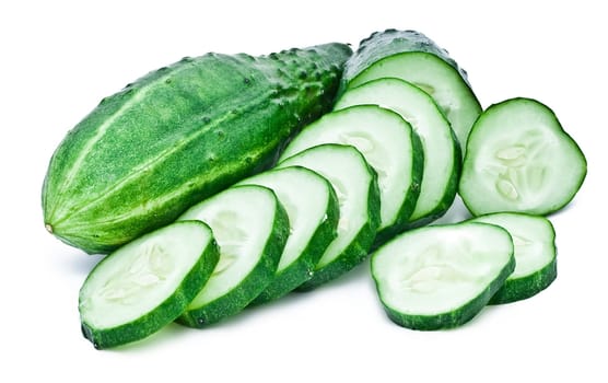 Green cucumbers isolated on white backgroun
