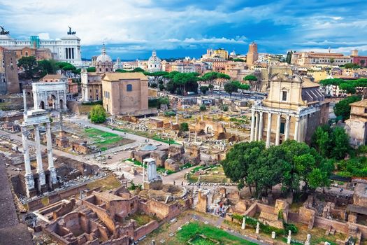Ancient ruins of the Roman Forum in Rome, Italy