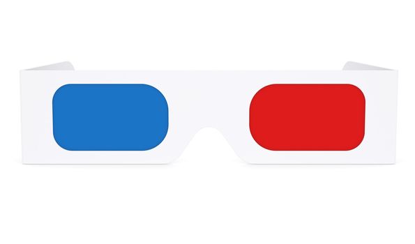 Paper anaglyph glasses. Isolated render on a white background