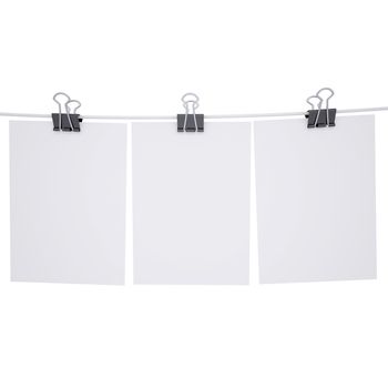 Binder paper with a rope. Isolated render on a white background