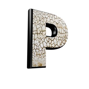 abstract 3d letter with dry ground texture - P