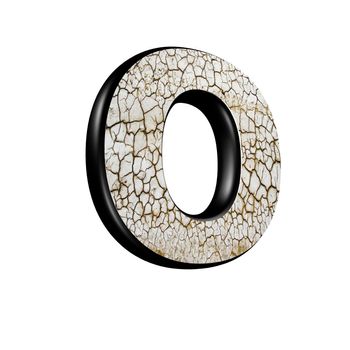 abstract 3d letter with dry ground texture - O