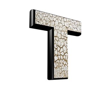 abstract 3d letter with dry ground texture - T