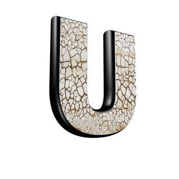 abstract 3d letter with dry ground texture - U