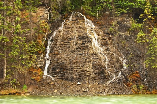 small waterfall in the Canadian Rockies