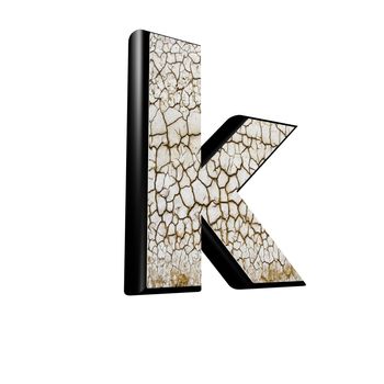 abstract 3d letter with dry ground texture - K