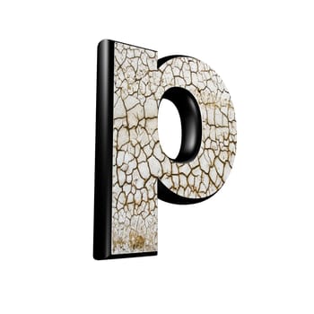 abstract 3d letter with dry ground texture - P