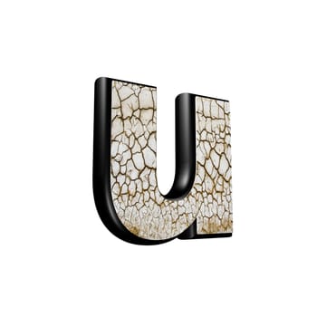 abstract 3d letter with dry ground texture - U