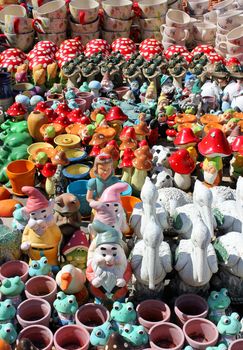 made of clay figurines for gardens and parks