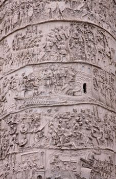 Details of Trajan's column in Rome, Italy.  It was completed in 113 AD to honour the Roman Emporer Trajan.
