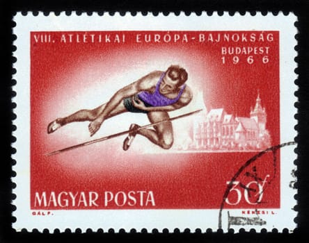 HUNGARY - CIRCA 1966: stamp printed by Hungary, shows High jumping, circa 1966