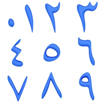 Set of blue eastern arabic numerals on the white background