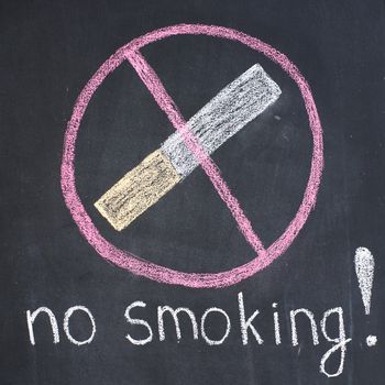 Warning "no smoking'' written by a chalk on a blackboard