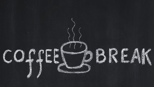 Cup of hot coffee drawn on a blackboard