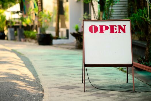 Open sign in the street